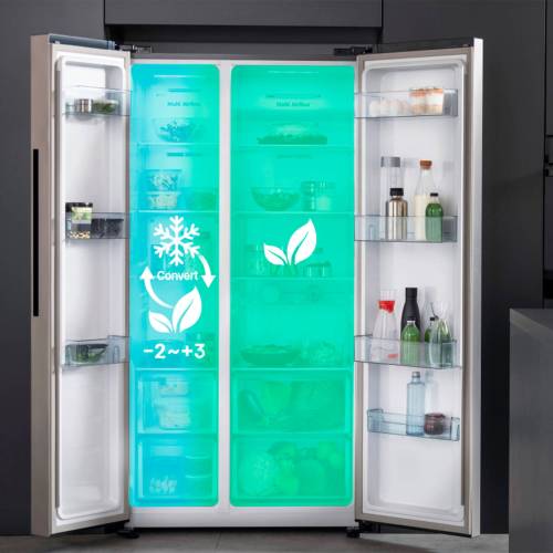 Hisense RS711N4ACE — MultiFlow — равномерная циркуляция воздуха в холодильном отделении, LED-подсветка