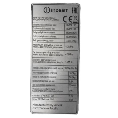 Сплит-система INDESIT IRVPA 180 / 181 с энергоэффективностью A и многоступенчатой фильтрацией — купить онлайн.
