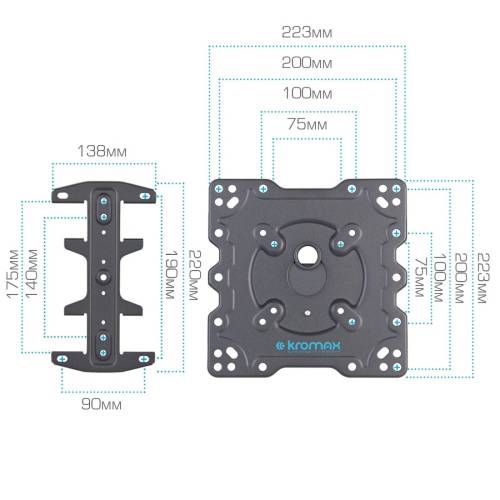 Наклонно-поворотный кронштейн Kromax ATLANTIS-45 grey — Расстояние от стены: 55–470 мм — Onbir.kg Бишкек, Кыргызстан
