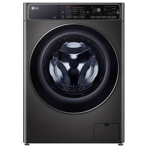 LG F2T9FW9P — стиральная машина с фронтальной загрузкой 9 кг, серый корпус и чёрный люк, купить в Бишкеке