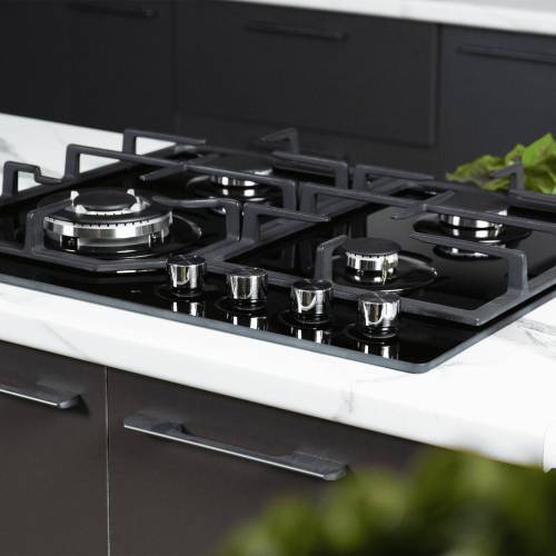 Midea MG684TGB — 4 конфорки с удобным расположением, чёрный корпус и пламя «двойная корона», купить в Бишкеке