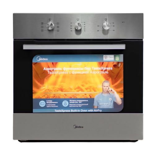 Духовка Midea MO110B4X — 60 л, 6 программ, конвекция, аэрогриль, нержавеющая сталь. Купить с доставкой по Бишкеку и Кыргызстану.