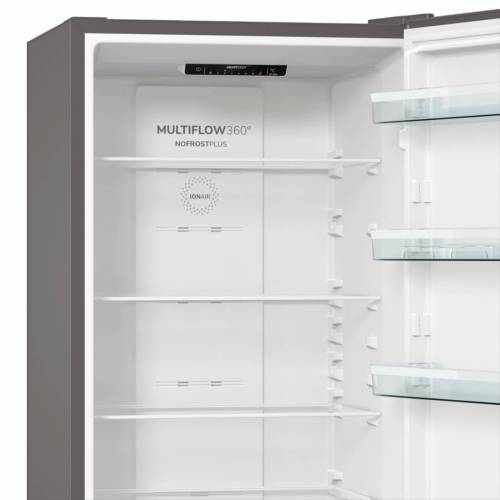 Gorenje NRK6202EXL4 — 5 стеклянных полок, 1 ящик CrispZone, ионизация воздуха IonAir. Заказать в Бишкеке с доставкой.