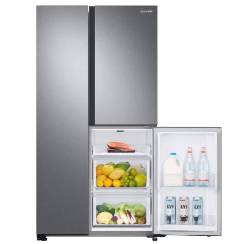 Samsung RS63R5571SL — морозильная камера 229 л с 4 полками, 5 дверными карманами, 2 выдвижными ящиками и встроенным льдогенератором