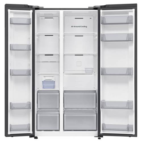 Samsung RS70F65Q1FWT — холодильная камера 418 л с 4 прочными стеклянными полками, 5 дверными карманами и 2 овощными ящиками