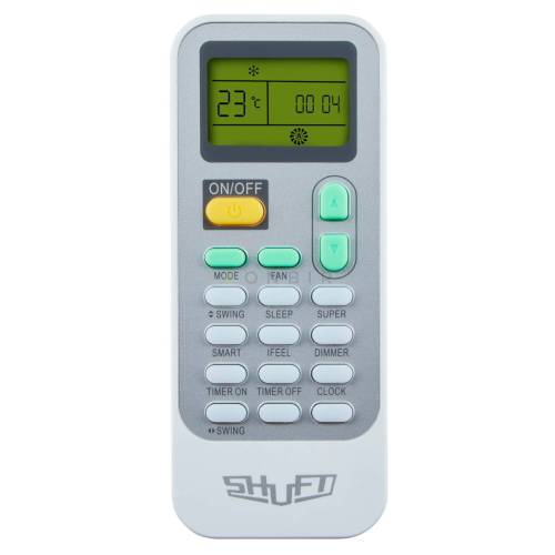 Кондиционер SHUFT SFTH-12HN8 — с фильтром грубой очистки, экосенсором для контроля температуры, и компактным белым дизайном
