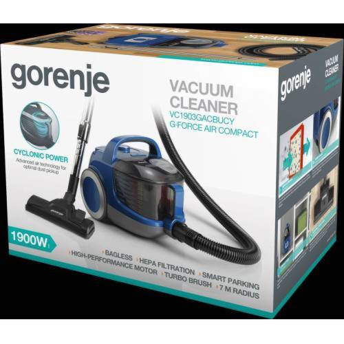 Gorenje VC1903GACBUCY — резиновые колеса, 7 м досягаемость, удобное хранение, Onbir.kg
