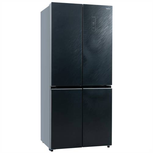 Бирюса CD 496 TBG — стильный дизайн с текстурированным черным стеклом и встроенными ручками.