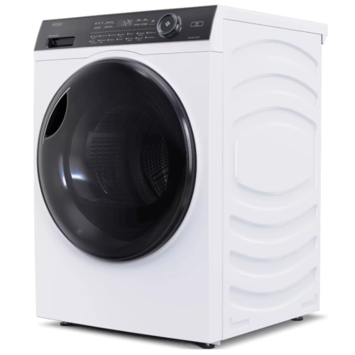 Haier HD90-A2979 — LED-дисплей, электронное управление, 14 программ сушки, включая деликатную, синтетику, смешанные ткани, шерсть, хлопок эко, детскую одежду, полотенца, пуховое одеяло, рубашки, быструю 30 минут, спортивную, подогрев одежды и сушку по вре