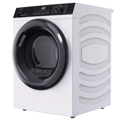 Haier HD90-A2929A — LED-дисплей, электронное управление, 15 программ сушки, включая деликатную, синтетику, шерсть, детскую одежду, пуховые вещи, быструю 30 минут, гигиену и подогрев одежды.