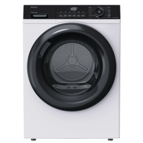Haier HD90-A2929A — сушильная машина с тепловым насосом, загрузка 9 кг, цвет белый, отдельностоящая, возможна установка в колонну.