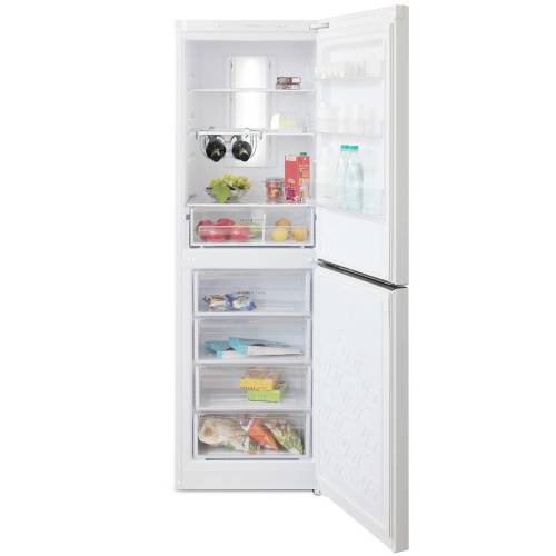 Бирюса 940NF — холодильная камера с системой No Frost, 3 полками из стекла и пластика, 1 ящиком, температура хранения 0–8 °C.