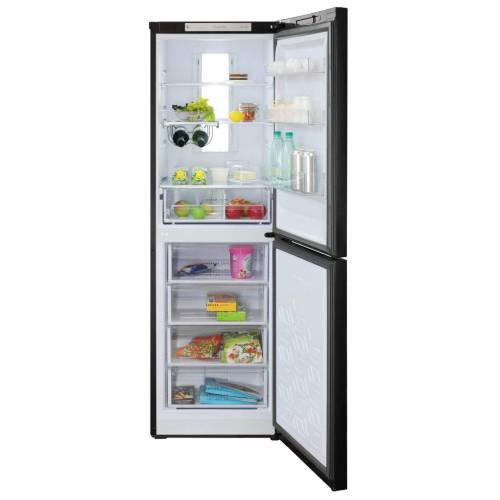 Бирюса В940NF — холодильная камера с системой No Frost, 3 полки из стекла и пластика, 1 ящик, температура хранения 0–8 °C.